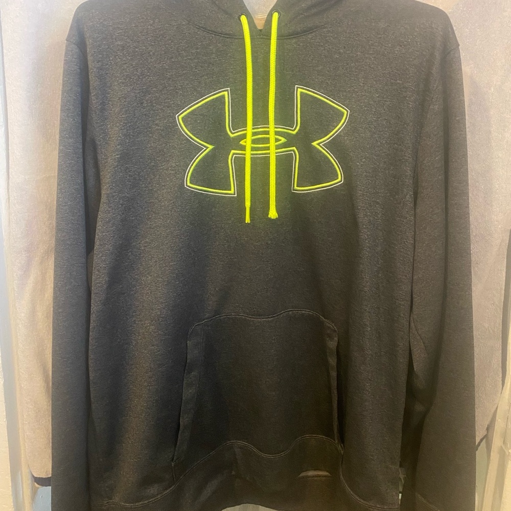 Under Armour Men's Charcoal Hoodie with Yellow Neon Accents Mens 2XL (XXL)